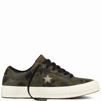 Converse One Star Nubuck Gold Camo Low Tops Mens - Light Gold Shoes (929WXUFI)